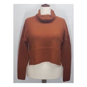 Mushroom Terracotta Rust Chunky Turtleneck Sweater S Cabincore High Low Boho